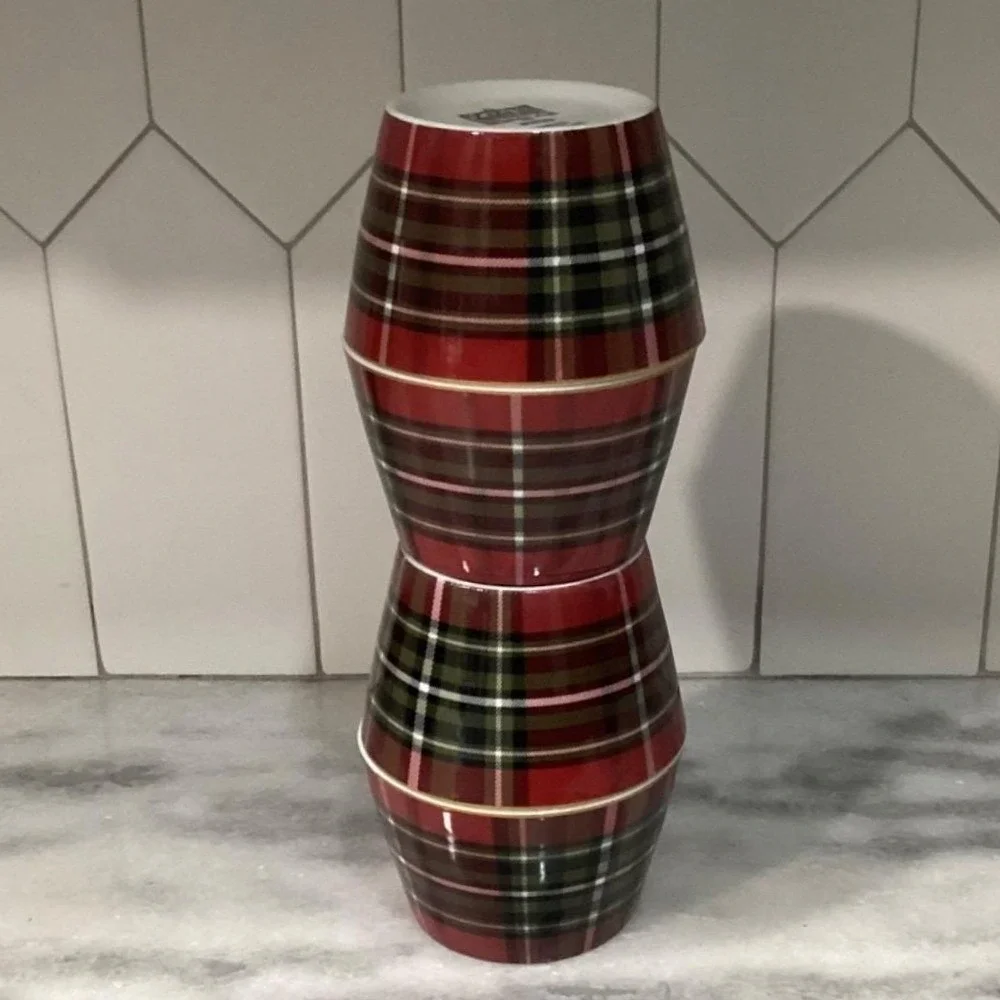 222 Fifth Wexford Dessert Bowls, Set of‎ 4, Red Plaid Design Dinnerware
